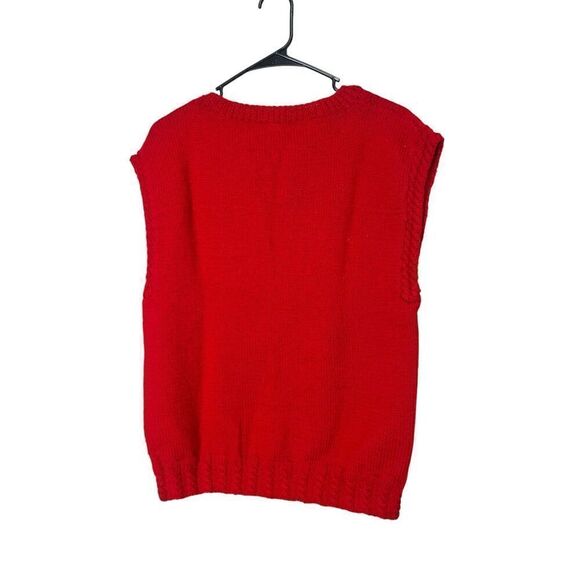 Vintage Santa Maria Trading 100% Wool Hand Knit Christmas Sweater Vest L - Picture 5 of 6